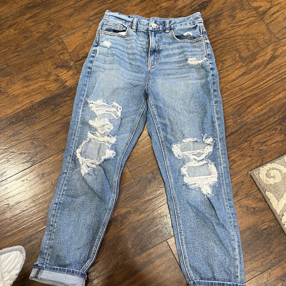 American Eagle Outfitters Blue Boyfriend Distressed Jeans